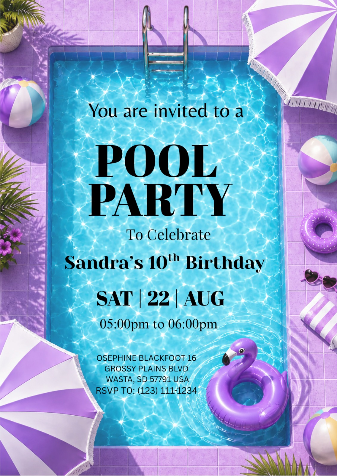 Pool Party Birthday Invitation