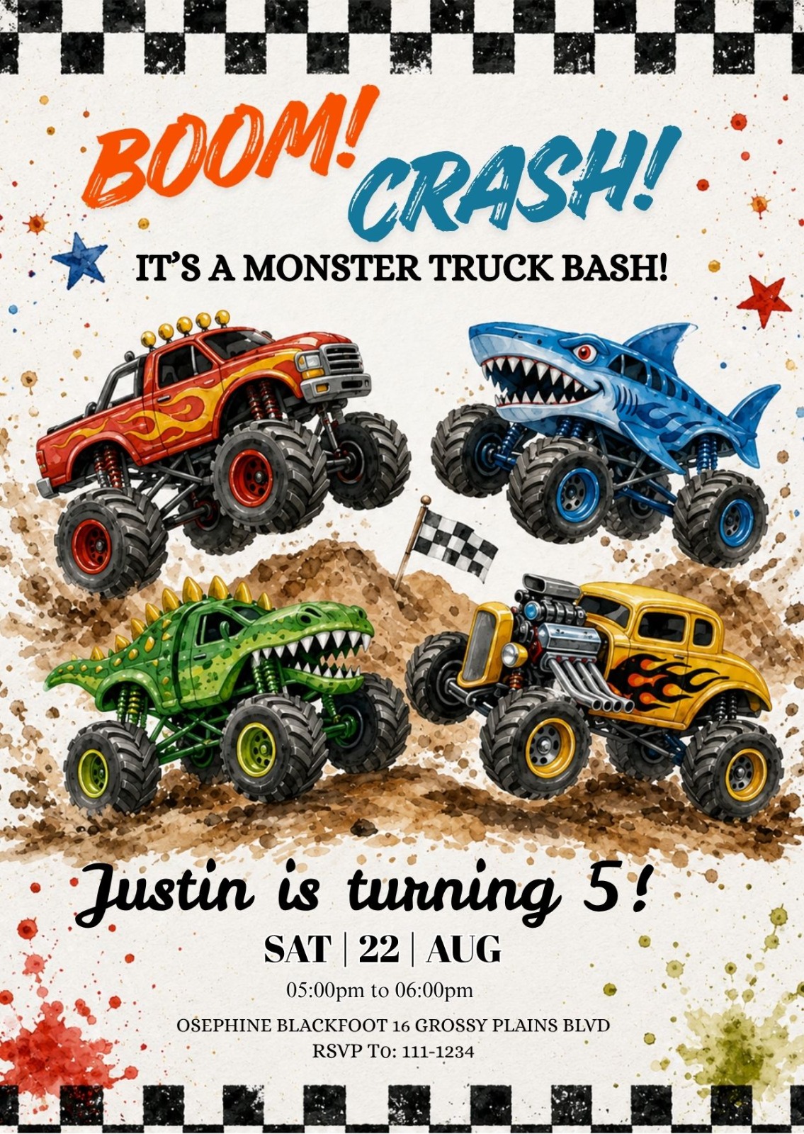 Monster Truck Birthday Invitation