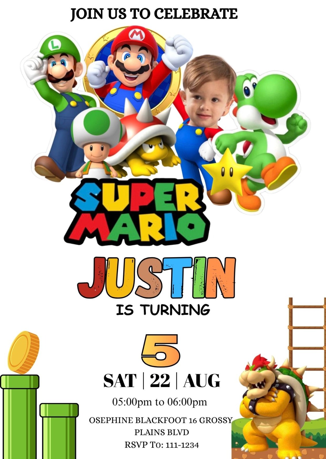 Super Mario Birthday Invitation