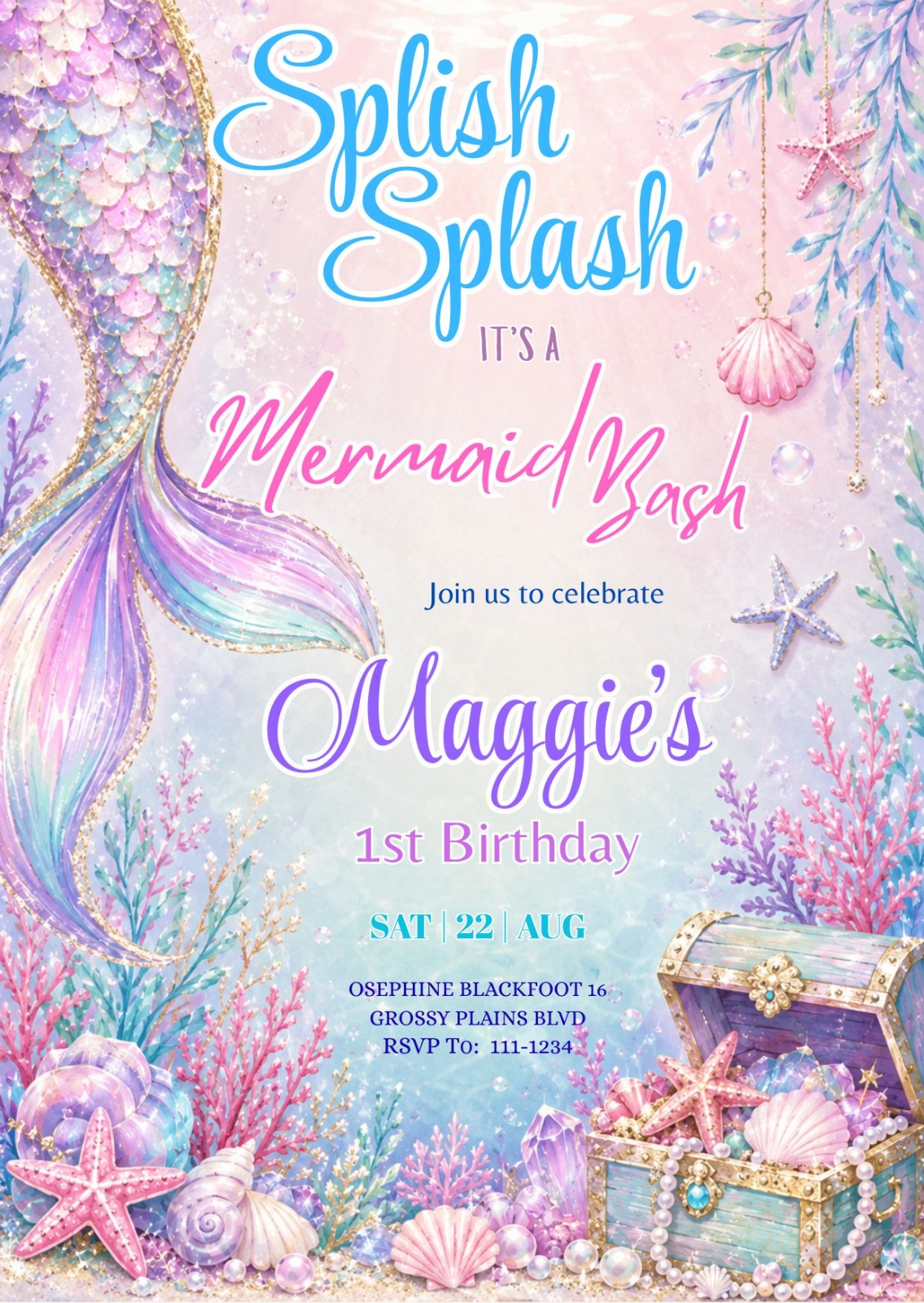 Mermaid Birthday Invitation
