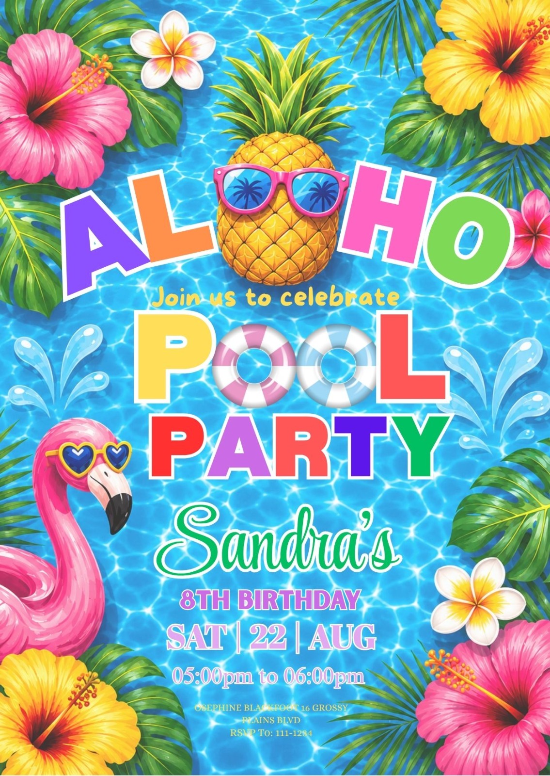 Aloha Pool Party Invitation