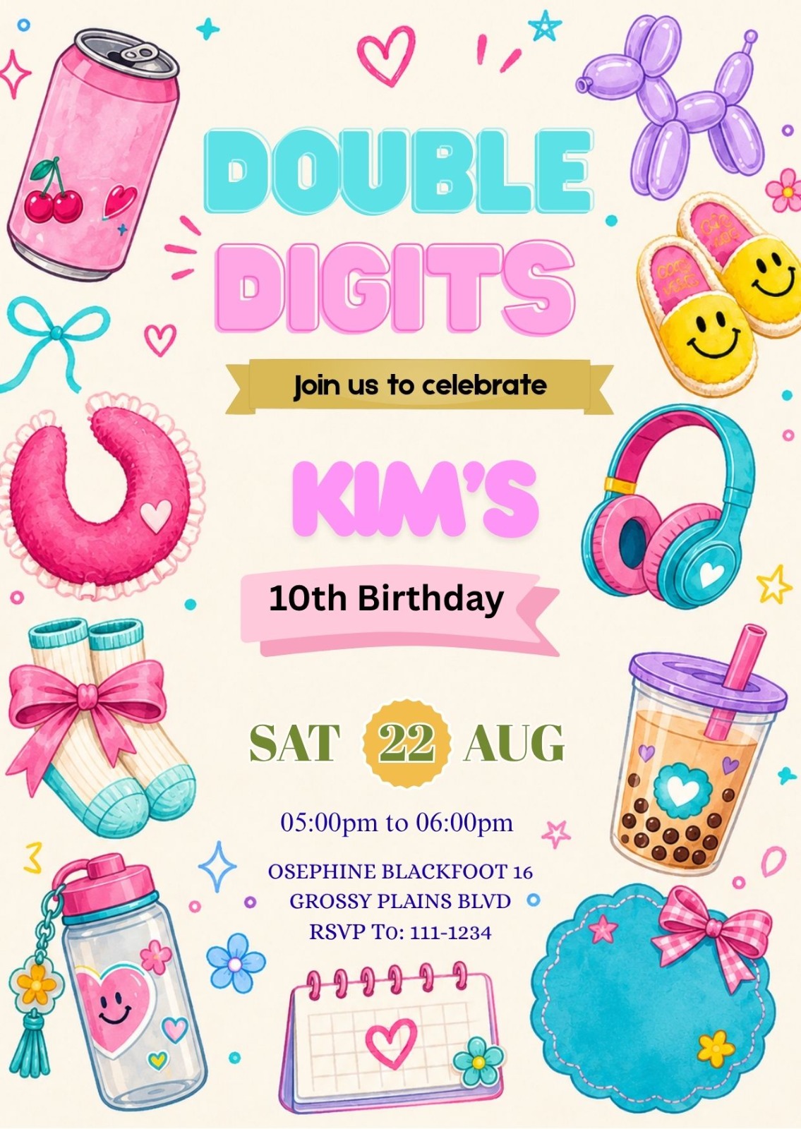 Double Digits 10th Birthday Invitation