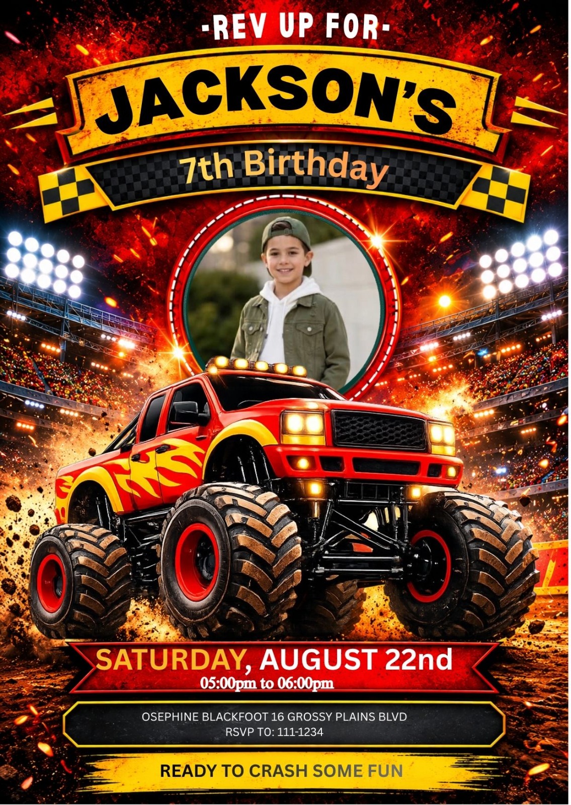 Monster Truck Birthday Invitation
