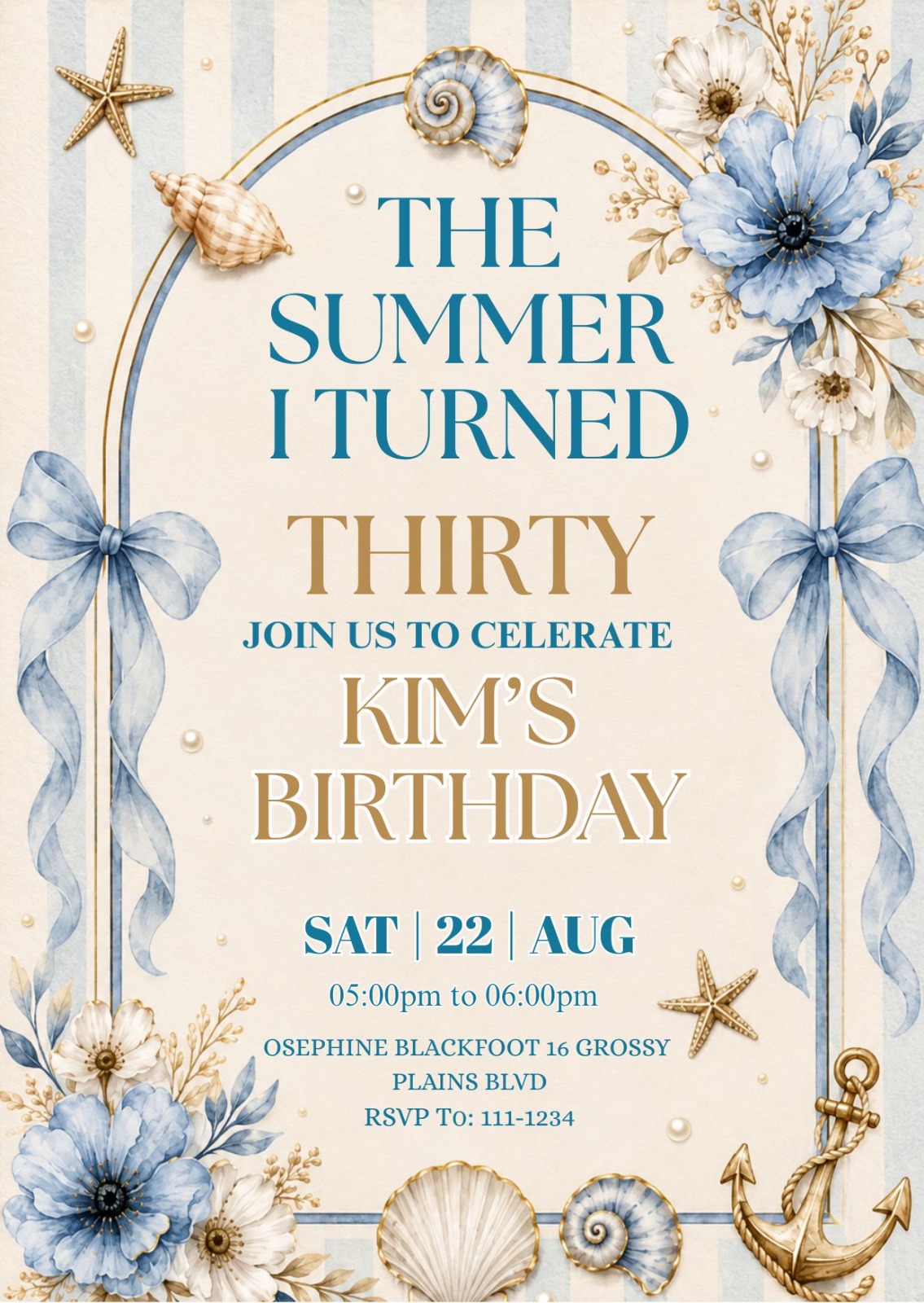 Coastal Beach Theme Invitation