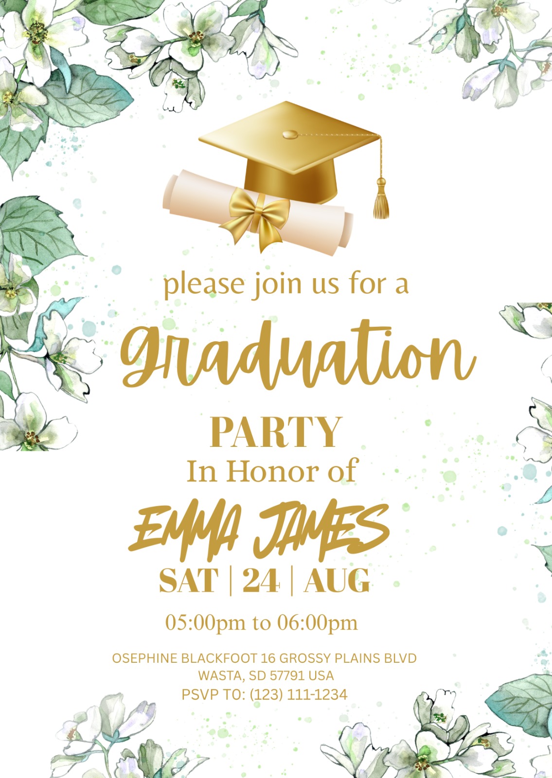 Digital Floral Graduation Invitation