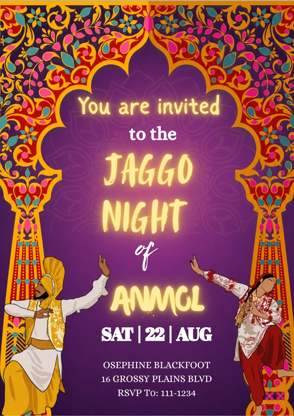 Punjabi Jaggo Night Invitation