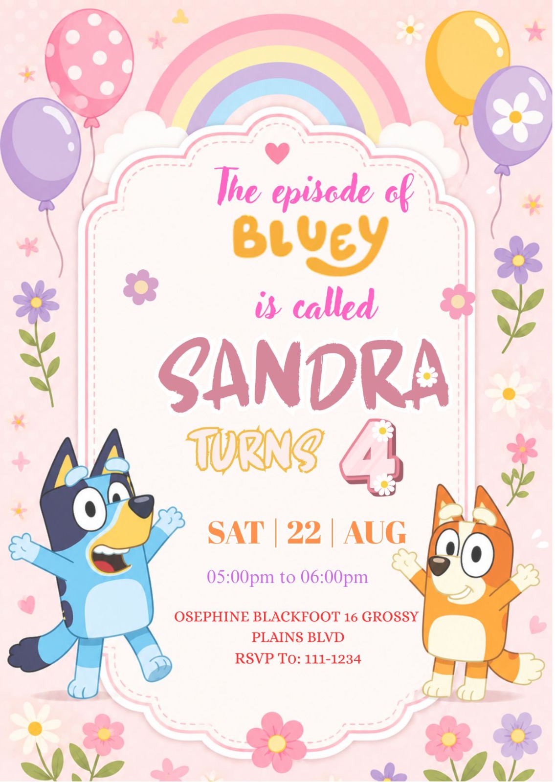 Bluey Birthday Invitation