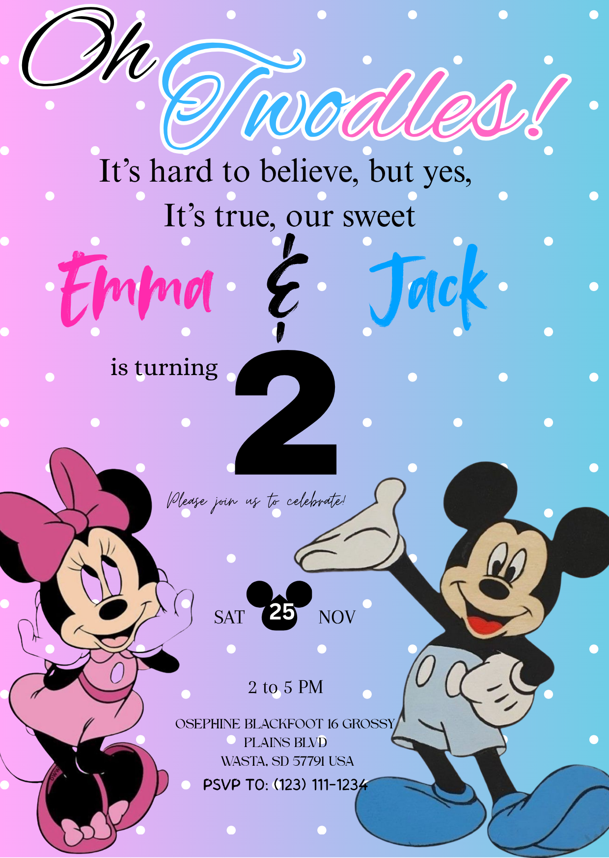 Mickey & Minnie Mouse Twins Birthday