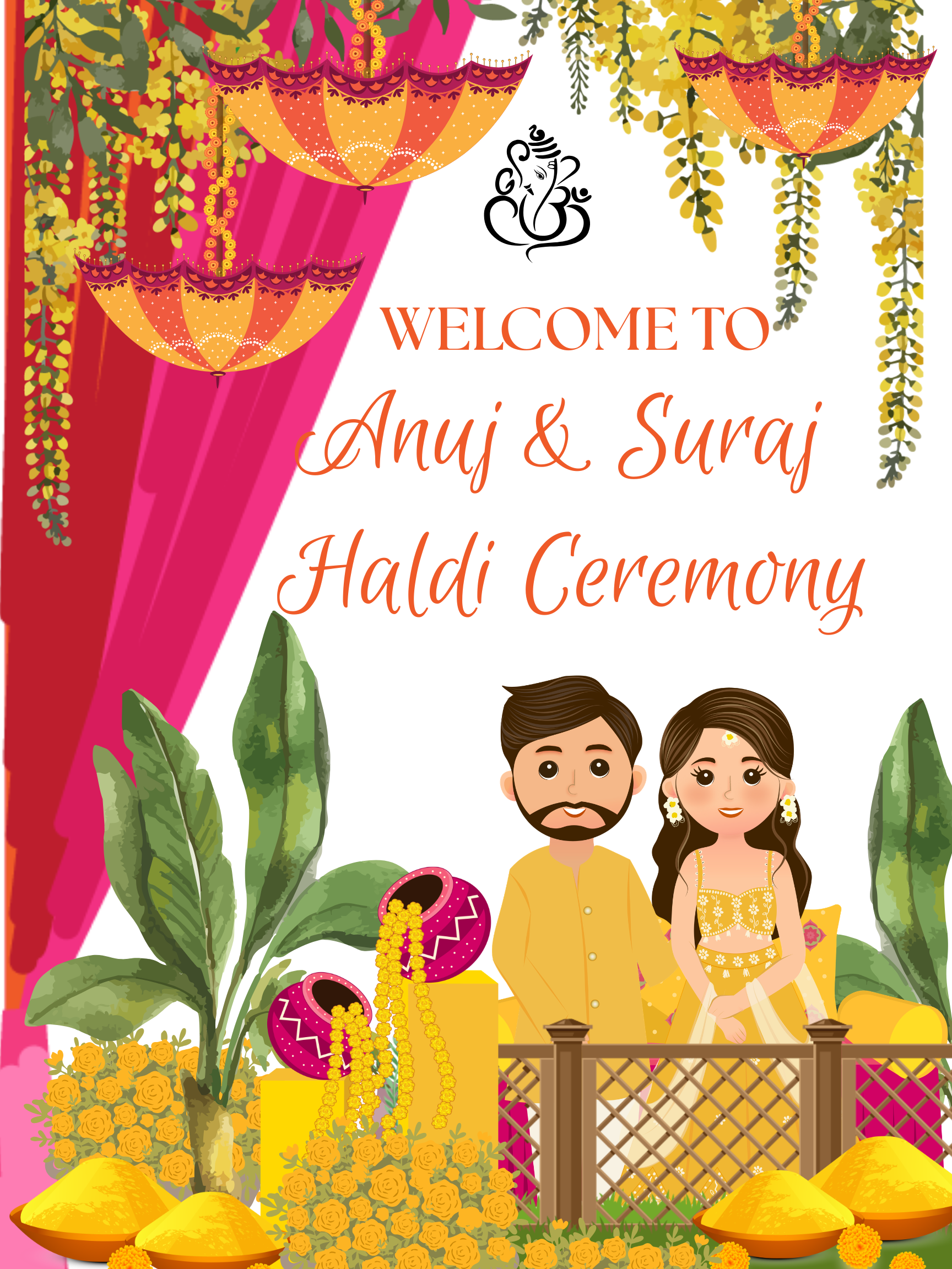 Indian haldi welcome sign