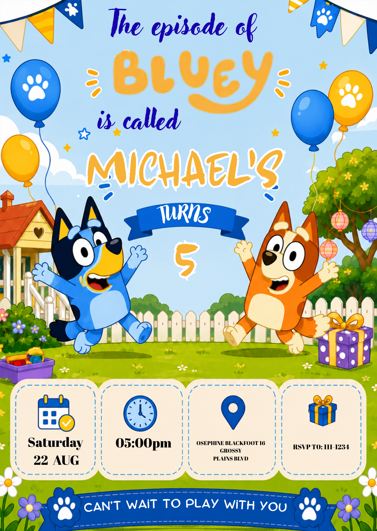 Bluey Birthday Invitation