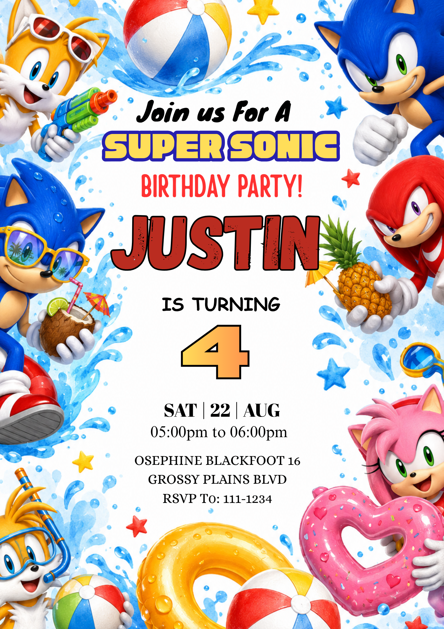 Sonic Birthday Invite