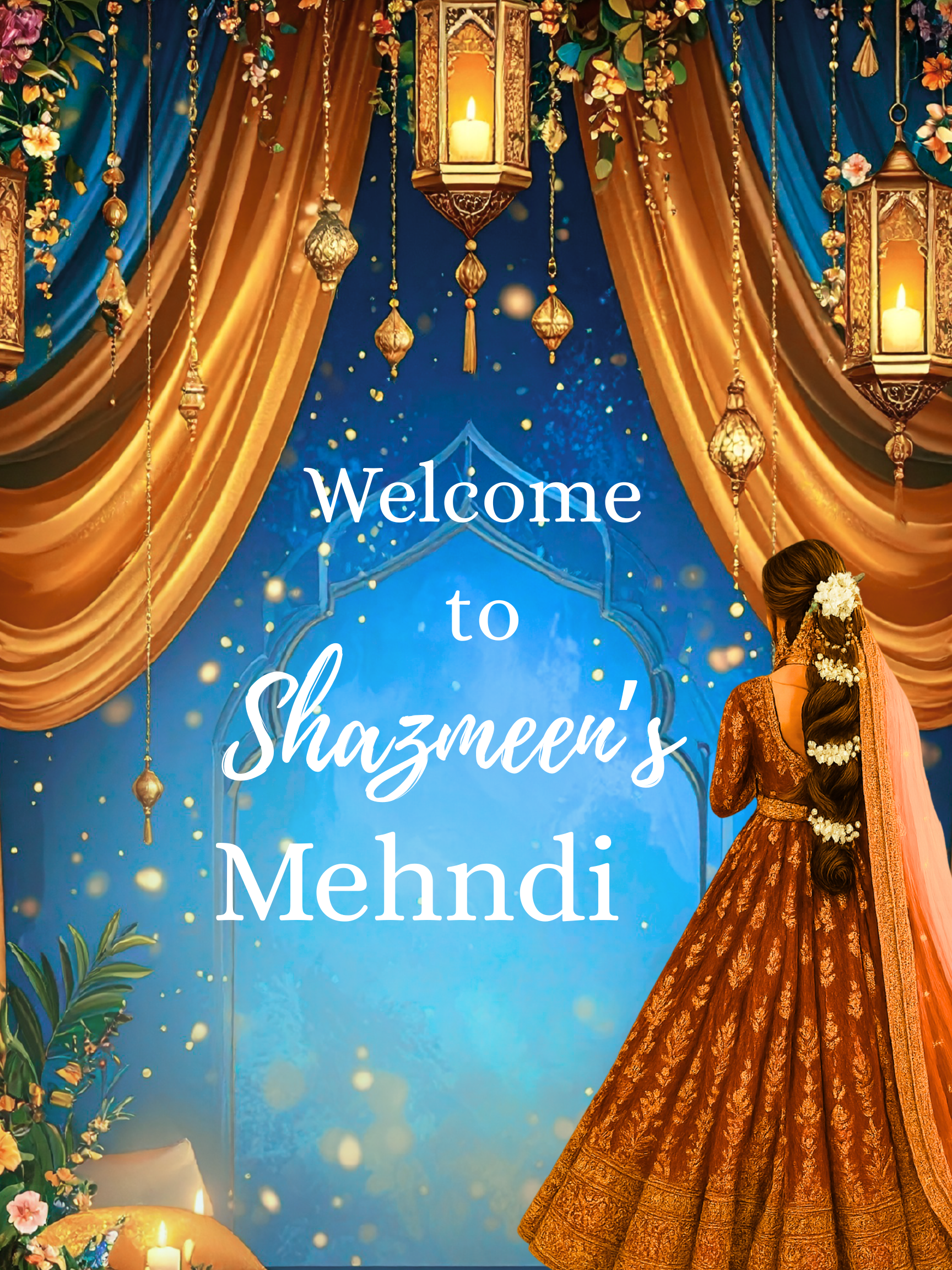 Floral Mehndi Welcome Sign