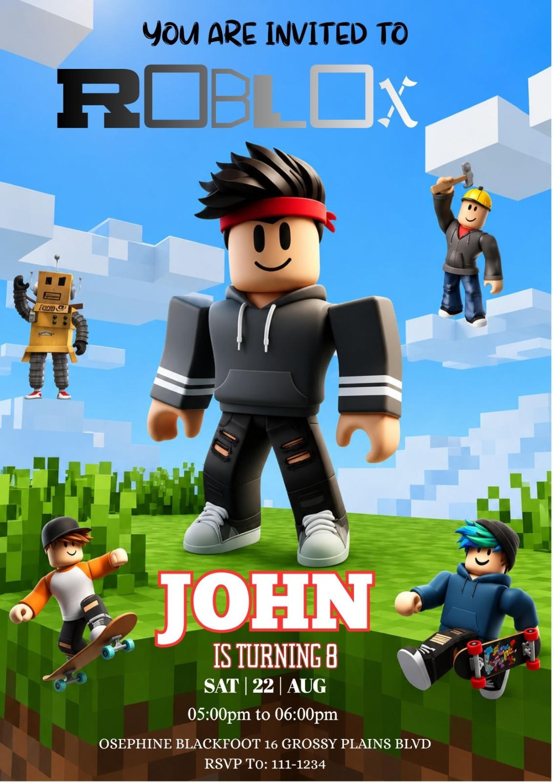 Roblox Birthday Invitation