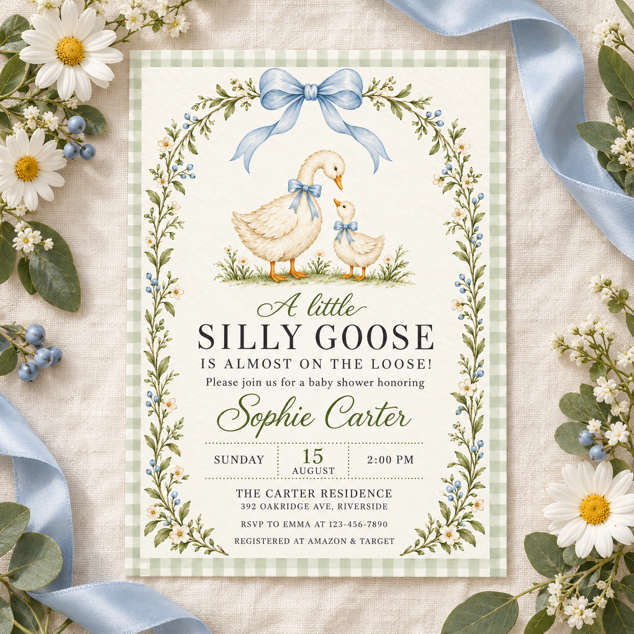 Silly Goose Baby Shower Invitation – Editable Canva Template - Image 2