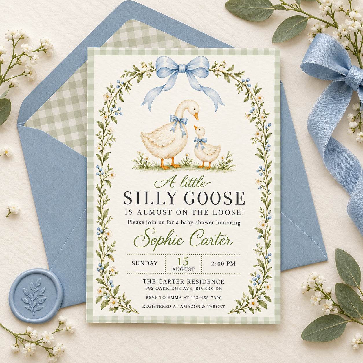 Silly Goose Baby Shower Invitation – Editable Canva Template - Image 3
