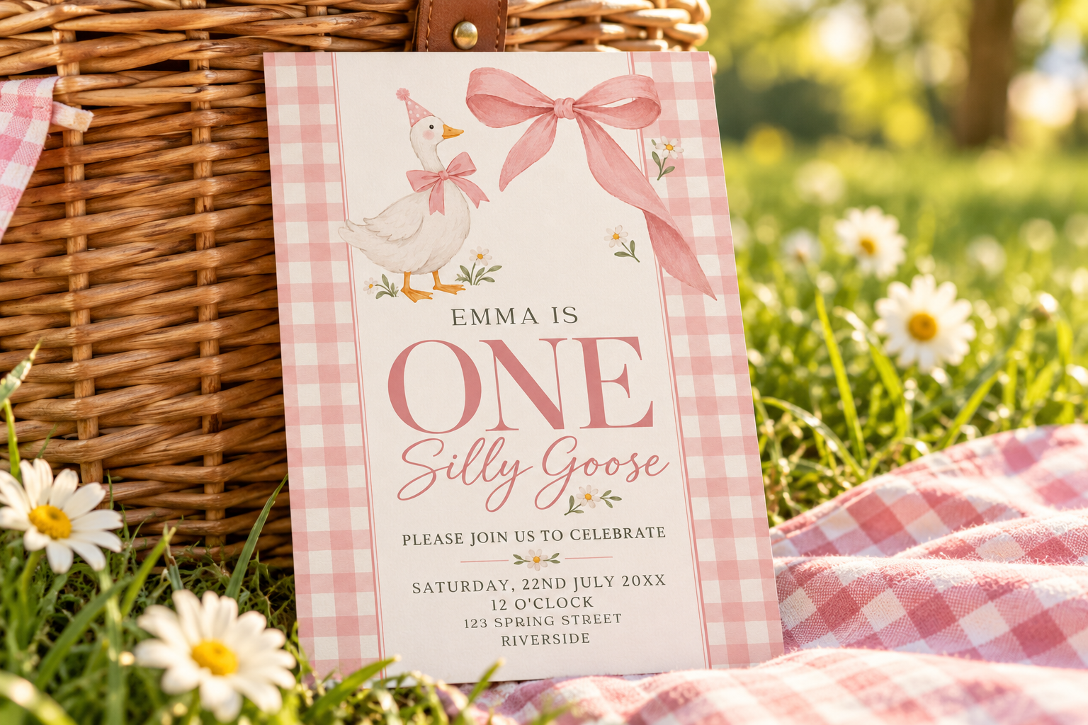 One Silly Goose First Birthday Invitation – Editable Girl Invite - Image 4