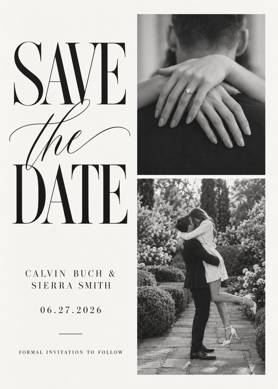 Elegant Ivory Wedding Save the Date (1)